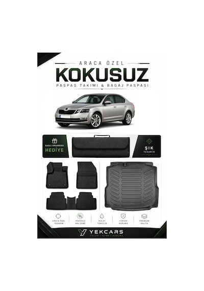 Skoda Octavia 2013 Model Aracınıza Özel 4d Karbonlu Kauçuk Paspas Takımı Ve Bagaj Havuzu