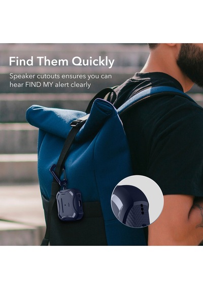 Apple AirPods Uyumlu Pro / Pro 2 Kılıf - Cyber Armor Tough Halolock Magsafe Kılıf Lacivert