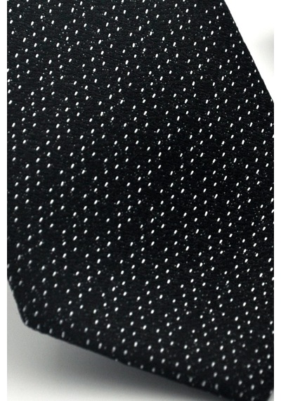 Gaffy Beyaz Kırcıl Desenli Siyah Dokuma Kumaş Mendilli Slim Fit Kravat // Sdk-2504-1 Siyah