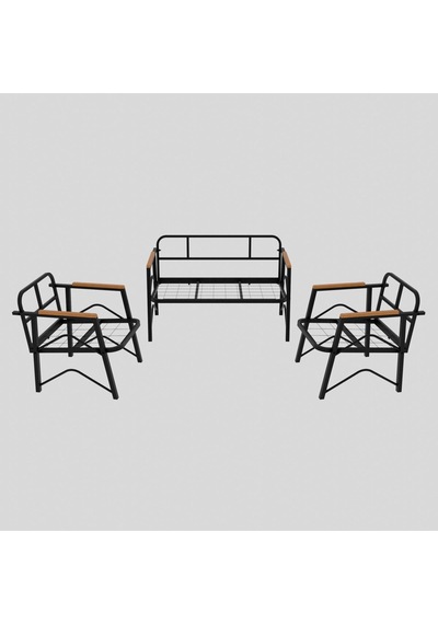 Mb Garden Furnıture Simetri Model, Balkon, Bahçe, Cafe, Metal Koltuk Takımı,bahçe Takımı,çay Seti,2+1+1+sehpalı Süngerli Antrasit