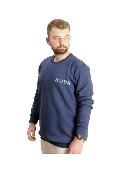 Mode Xl Büyük Beden Erkek Sweatshirt Bisiklet Yaka Mode 23529 İndigo İndigo