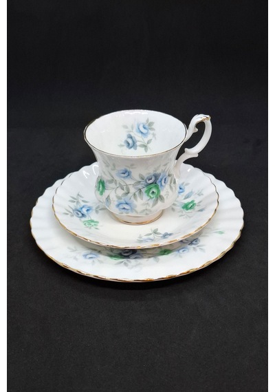 Inspiration Bone China Porselen Duble Kahve Fincanı Ve Tabakları 3 Parça 120 Ml Mavi