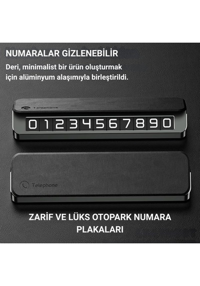Polham Deri Ve Metal Araç İçi Geçici Park Telefon Numaratörü, Gizlenebilir Numaratör, Manyetik Numaralı