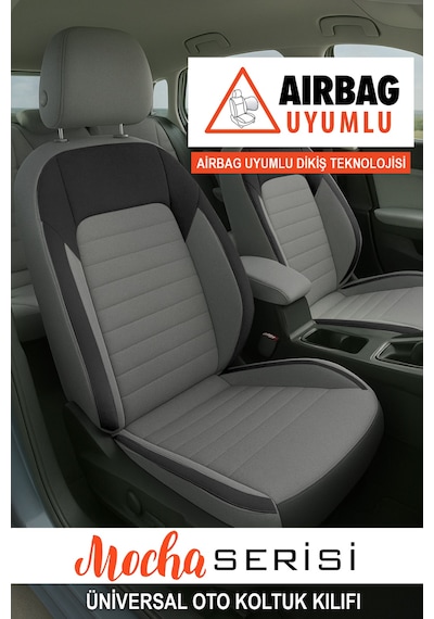 Mocha Tay Tüyü Üniversal Oto Koltuk Kılıfı- 5 Koltuk Tam Set Füme