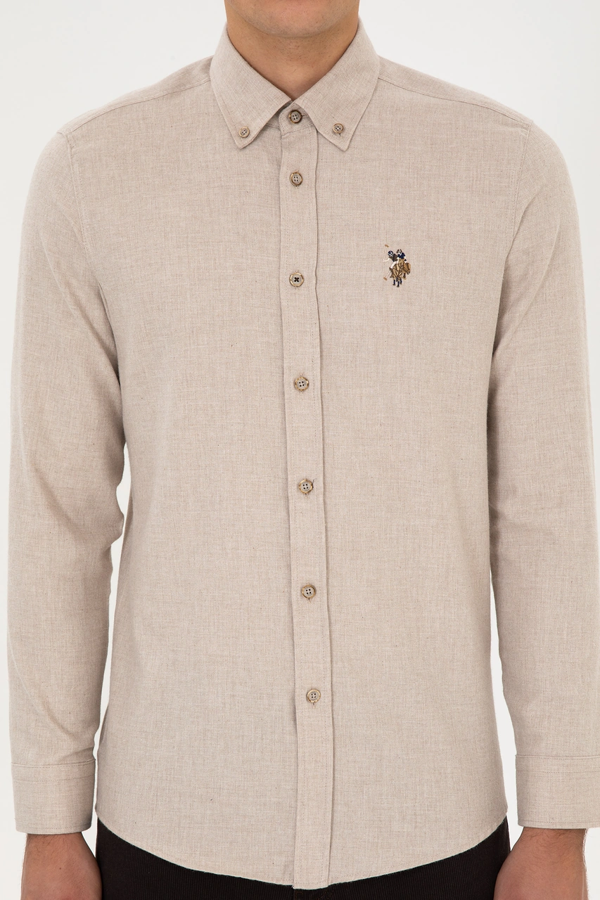 U.S. Polo Assn. Erkek Koyu Bej Uzun Kollu Basic Gömlek 50307686-VR088 U.S. Polo Assn. Erkek Koyu Bej Uzun Kollu Basic Gömlek 50307686-VR088