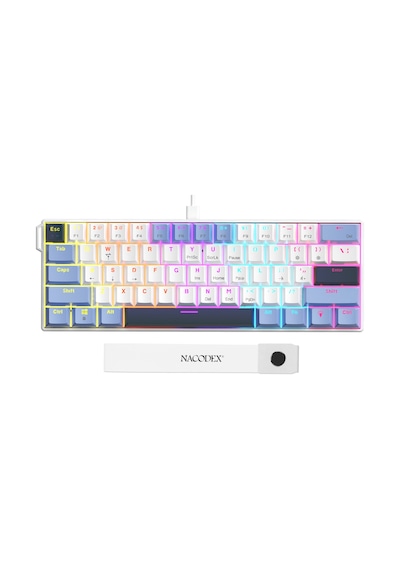 Ajazz Nk61 Red Switch Kablolu Hot-swap Klavye Rainbow Aydınlatma Taşıma Bandı Mavi-beyaz