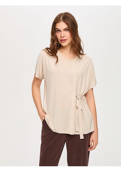Faik Sönmez Beli Bağcık Detaylı Yuvarlak Yaka Modallı Tunik T-shırt S26tsh077 Us26tsh07772 Taş