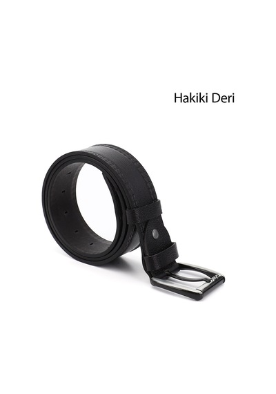 Gönderi(R) Gönderi R Siyah Hakiki Deri 4,5 Cm Dikişli Kot Kemeri Siyah