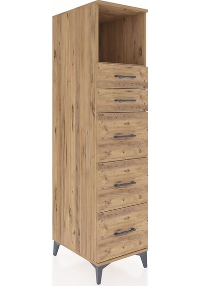 Kronos Dolap Tek Raflı 5 Çekmeceli 44x59x182 Çam-çam Çam