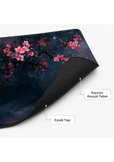 Zen Xxl Oyuncu Mouse Pad 90x40 Cm 3mm Dikişli Kenar Kaymaz Taban Büyük Masaüstü Mouse Pad Gaming Mousepad Ofis Ve Çalışma Masası Japon Temalı Sakura Koleksiyonu