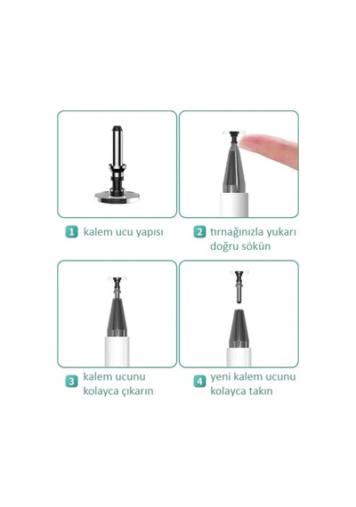 Dokunmatik Kalem 2 In 1 Passive Stylus Kapasitif Tablet Kalemi Beyaz