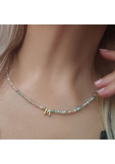 Vaoov 925 Ayar Gümüş Pastel Renkli Kristal Taşlı Harf Kolye