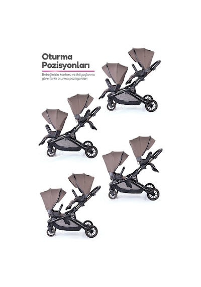 Prego İbiza New Pro İkiz Bebek Arabası Kahve