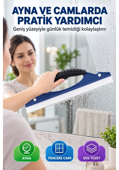 30 Cm Çok Amaçlı Cam Çekçeği Araç Camı Duşakabin Fayans Ayna Pencere Temizleme Aparatı Ergonomik Sap Renkli