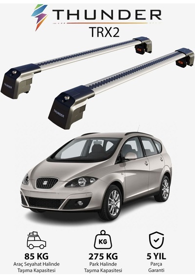 Seat Altea Xl 2006-2015 Trx2 Thunder Carrier Kilitli Ara Atkı Taşıyıcı Tavan Barı Siyah