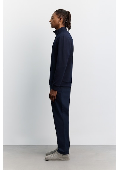 Avva Erkek Lacivert Dik Yaka Fermuarlı Kolay Ütülenen Pamuklu Regular Fit Sweatshirt A62y1222