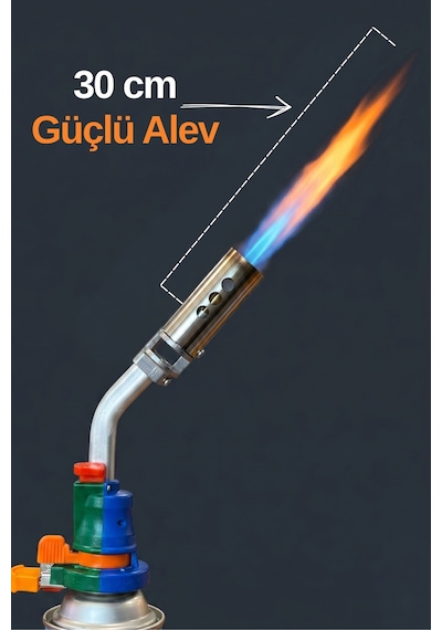 Kıng Profesyonel Multifonksiyonel Otomatik Gaz Pürmüz Başlık Torch Tkt-205 Mavi - Turuncu