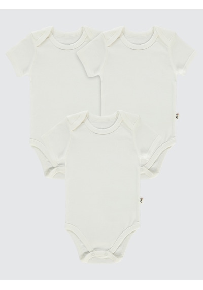 Civil Baby Bebek 3'lü Çıtçıtlı Badi 3-9 Ay Beyaz