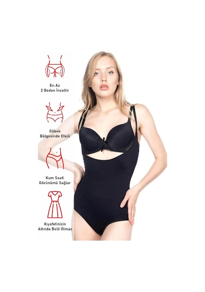 Siyah Mı Emay 2811 Göğsü Açık Slip Boy Lazer Korse Siyah