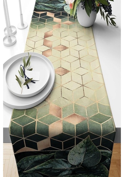 Pelangi Yeşil Yapraklı Geometrik Petekli Leke Tutmaz Kumaş Salon Mutfak Masa Değişik Ranır Modelleri Runner, Yeşil-gold 40 X 140 Çok Renkli Pelangi Yeşil Yapraklı Geometrik Petekli Leke Tutmaz Kumaş Salon Mutfak Masa Değişik Ranır Modelleri Runner, Yeşil-gold 40 X 140 Çok Renkli