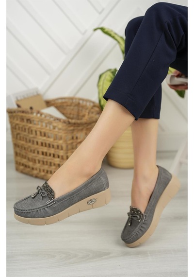 Nesil Shoes Nstar 400 Gri Kot Anatomik Günlük Kadın Ayakkabı-gri Kot Gri