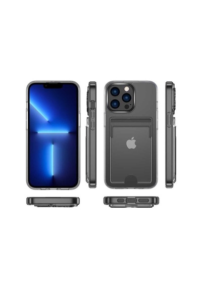 Apple iPhone Uyumlu   12 Pro Sert Kart Girişli Şeffaf Premium Silikon Kılıf Col1467-şeffaf