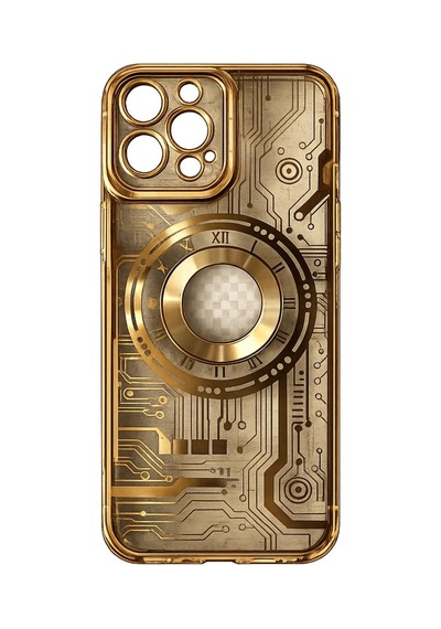 İphone 14 Pro Max Uyumlu Gold Şeffaf Renkli Kılıf Altın