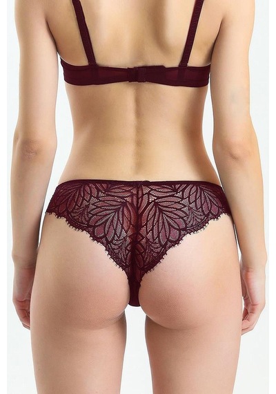 Magic Form 686 Kadın Arkası Dantelli Taşlı Slip Külot-bordo Bordo