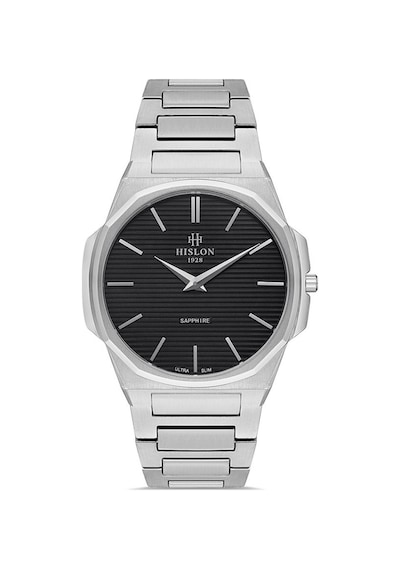 Hislon Cl127s-04ss Safir Camlı Çelik Kordon Çelik Kasa 3 Atm Suya Dayanıklı Metalik Renk Erkek Kol Saati Metal