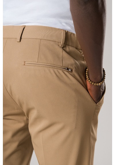 Ecer Slimfit Beli Yarım Lastikli Likralı Duble Paça Yazlık Kumaş Pantolon Devetüyü
