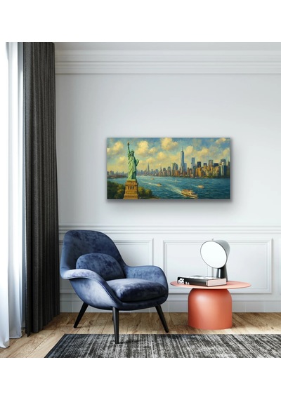 Özgürlük Heykeli Kanvas Tablo 60x120cm Çok Renkli