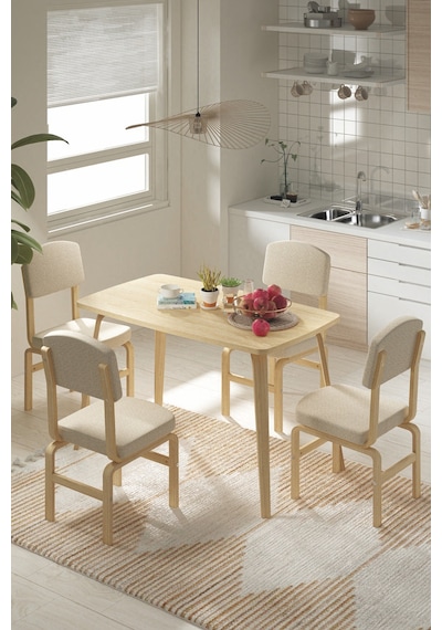 Vilinze Ege Sandalye Demre Ahşap Mdf Mutfak Masası Takımı - 70x120 Cm Sigma Krem