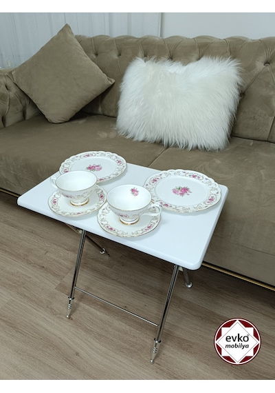 Çanta Zigon Sehpa,4'lü Sehpa, Zigon Sehpası, Mdf Mebran - Beyaz