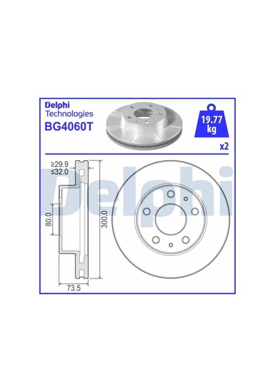 On Fren Dısk Aynası Jumper Iıı Boxer Iıı Ducato Iıı 20q Cap300 Kalınlık32 06- Delphı Bg4060-51705758