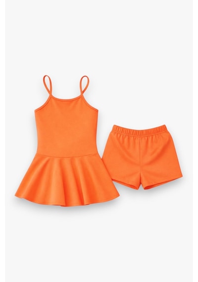 My Kids Wear Kız Çocuk Garson Mayo Elbiseli Şortlu 2 Li Takım 12423 Beyaz - Siyah