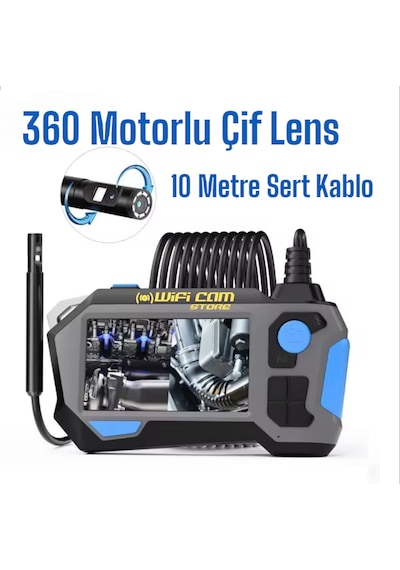 360 Motorlu Ekranlı Çift Lensli 10 Metre Yılan Kamera