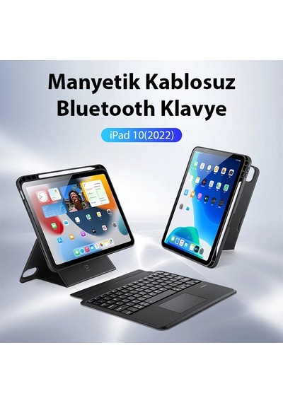 Dux Ducis Apple Uyumlu iPad 10 2022 Kablosuz Bluetooth Klavye Touchpad Kılıf