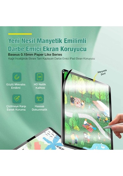 Baseus Apple iPad Uyumlu Pro 12.9inç 2018-2021-2021 Manyetik Kenarlı Mıknatıslı Ekran Koruyucu- 5775