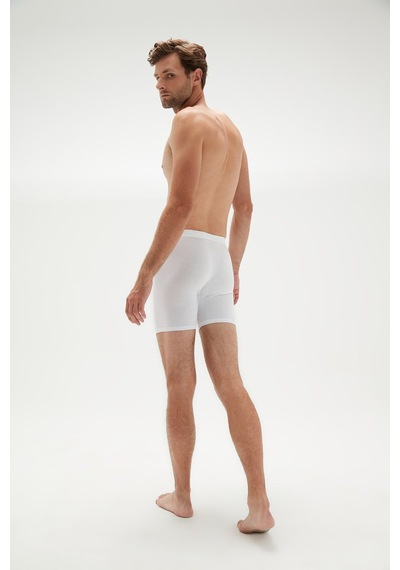 Weweus Beyaz Erkek Süper İnce Doğal Bambu Lüks Uzun Boxer 1013 Beyaz