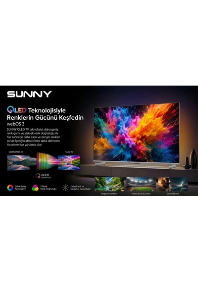 Sunny Plus SN65LEDS-W03M 65" 165 Ekran 4k Ultra Hd Webos Smart QLED TV