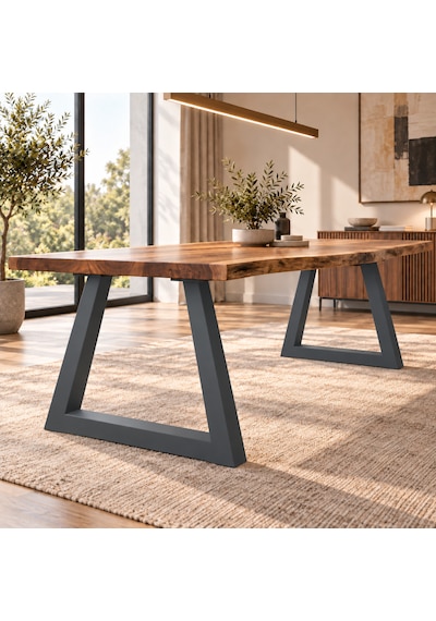 Evkolleksiyon Ters Trapez Metal Masa Ayağı 2 Li Takım 72x72 Cm 60x60 Çelik Profil Antrasit