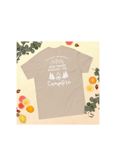 Wildstyle Best Memories Around The Campfire Kamp Ateşi Baskılı Unisex Pamuklu Tişört Camel