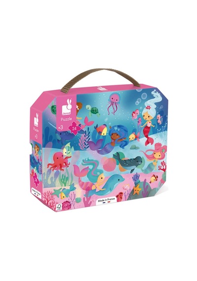 Janod 24 Parça Çantalı Puzzle Deniz Kızı