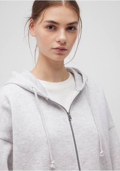 Mavi - Kapüşonlu Fermuarlı Gri Sweatshirt 1610221-80196 Gri