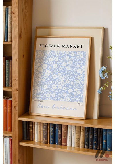 Flower Market New Orleans, Ahşap Çerçeveli Duvar Tablosu - Ev Dekorasyonu