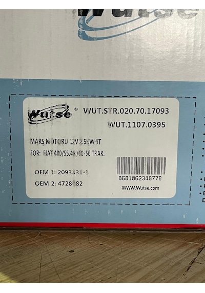 Wutse Str17093 Marş Motoru 9 Diş 12 Volt Fiat Traktör Güçlendiril