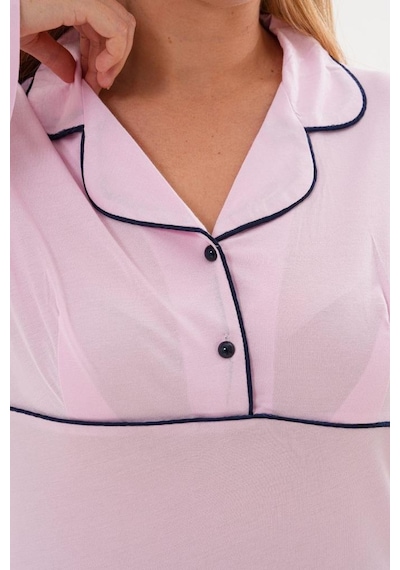 Mecit Pijama Mecit 6335 Pembe Kadın Sabahlık Gecelik Pijama Seti Pembe