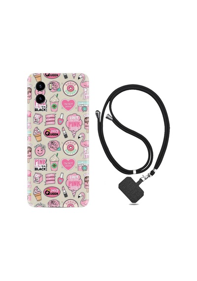 Vivo Y15S Kılıf Boyun Askılı Donut Flamingo 1415