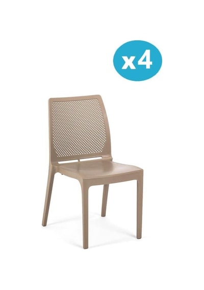 Omnipazar Sy-2509 Plastik İcon Bahçe Koltuk Sandalye 4'lü Set Bej