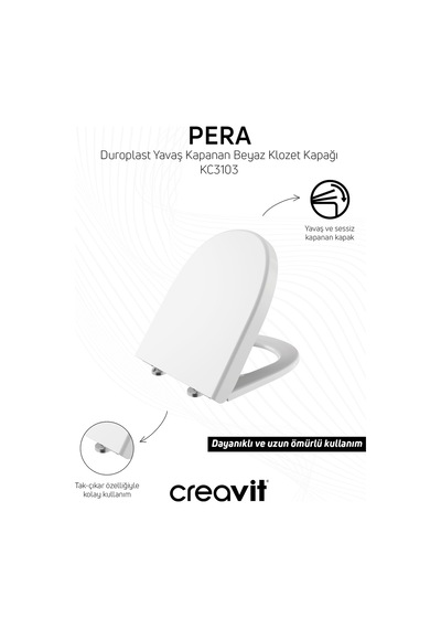 Creavit Mare Rim-off Asma Klozet V Duroplast Kapak Set Beyaz
